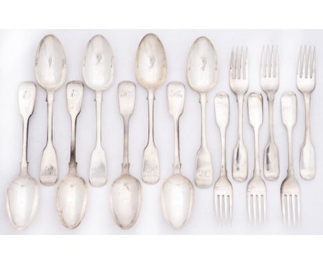 York silver. Six Victorian dessert forks, two by James Barber and William North, 1845, four by James Barber alone, 1852 and e