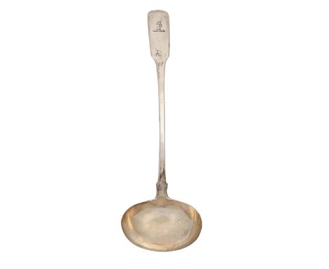 A George III silver&nbsp;soup ladle,&nbsp; Fiddle pattern, crested, by George Turner, Exeter 1817, 7ozs 13dwts Good condition