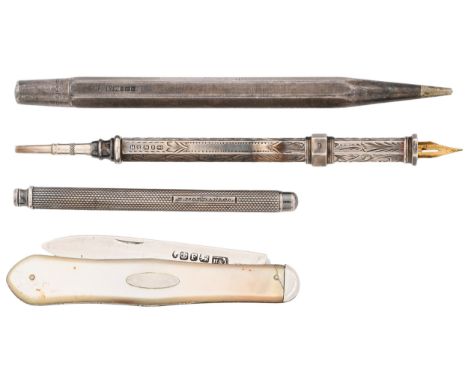 A Victorian silver fruit knife&nbsp; with mother of pearl scales, by Hilliard &amp; Thomason, Sheffield 1849, a Victorian sil