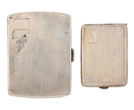 A George V silver cigarette case, engine turned, 85mm l, by Thomas William Lack, London 1932 and a silver book match case, cr