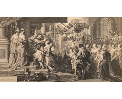 Jean Audran (1667-1756) after Sir Peter Paul Rubens and Jean-Baptiste Nattier - Le Couronnement de la Reine, double page engr