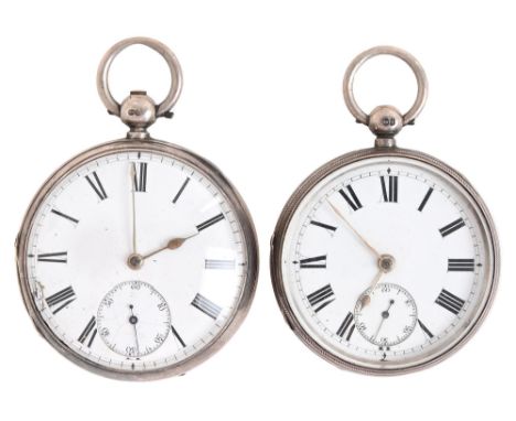 Two silver lever watches,&nbsp; A Heald Wisbeach [sic] and unsigned, 50 and 52mm diam, both London, 1872 and 1875 Heald watch