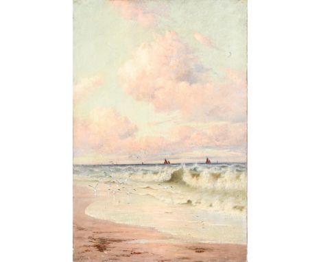 British School, late 19th c - Rolling Waves, indistinctly signed, oil on canvas, 76 x 50.5cm, unframed Light craquelure, unli