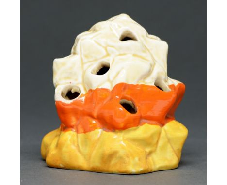 Clarice Cliff. An A J Wilkinson Rocks flower holder, c1930, 90mm h, printed fantasque mark Good condition