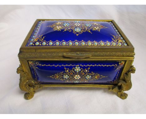 Brass trinket box with enamel decoration
