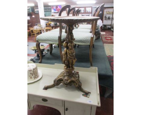 19C Tripod table with gilt cherub base