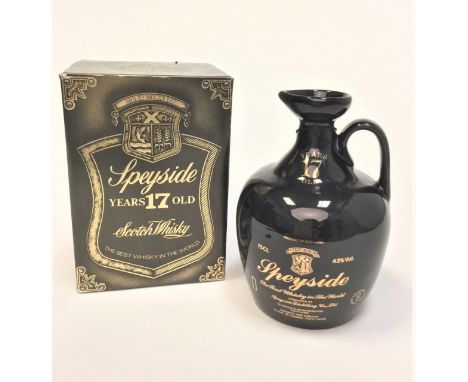 SPEYSIDE 17 YEARS OLD DECANTER
Active. Kingussie, Inverness-shire.
75cl, 43% volume, in black ceramic flagon. CONDITION REPOR