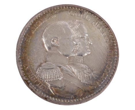 Dt. Kaiserreich /SILBER - Sachsen-Weimar-Eisenach 3 Mark 1915-A Wilhelm Ernst mit Großherzog Carl August, zur 100-Jahrfeier d