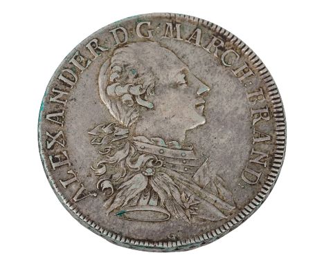 Brandenburg-Ansbach - 1 Konventionstaler 1777/G, Christian Friedrich Karl Alexander 1757-1791, Av: Geharnischtes Brustbild n.