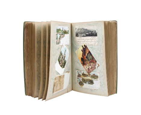 Prall gefülltes Album historischer Ansichtskarten um 1900, nahezu 500 Karten! Darunter auch Württemberg und Baden mit Anlässe