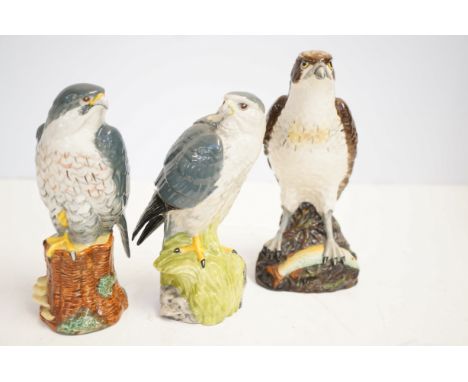 Royal Doulton Whyte & Mackay scotch whiskey decanter Osprey Merlin & Pere Girne falcon - all full 