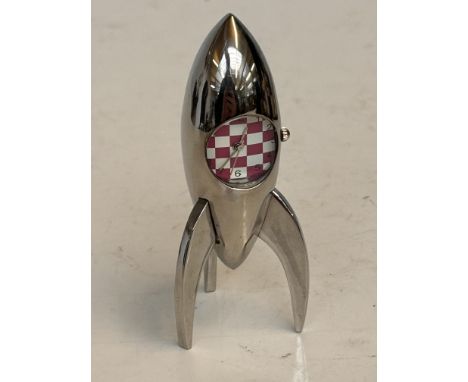Retro chrome rocket mantle clock 