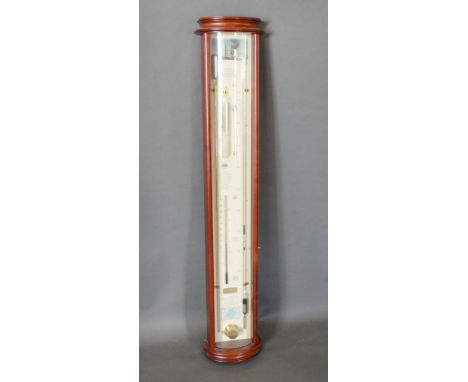 A Reproduction Mahogany Cased Barometer/Thermometer, 109cm long 