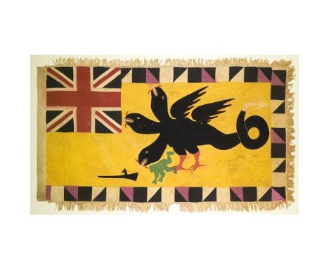 FANTE ASAFO FLAG: WILL YOU FLY OR WILL YOU VANISH  GHANA, EARLY 20TH CENTURY   cotton applique flag, depicting a cockatrice d