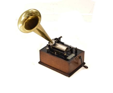 Edison Type 2 Standard Phonograph, No S10286, in unmarked oak case, 29.5cm x 22cm x 24cm (handle down), sold with crank winde
