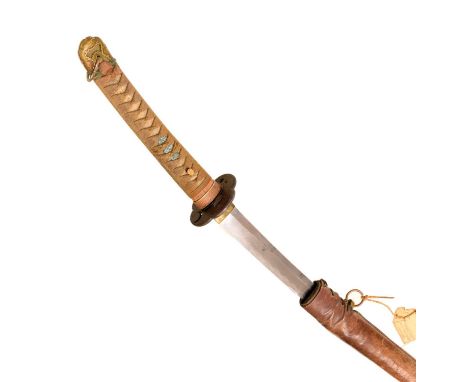 Japanese Katana 'Surrender Sword', with braid bound shark skin covered grip and standard military pattern fittings except for