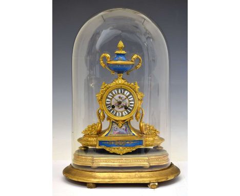 19th century French gilt brass and bronze mantel clock, circa 1860, Japy Freres / Richard &amp; Cie, the 3.25-inch cellular R