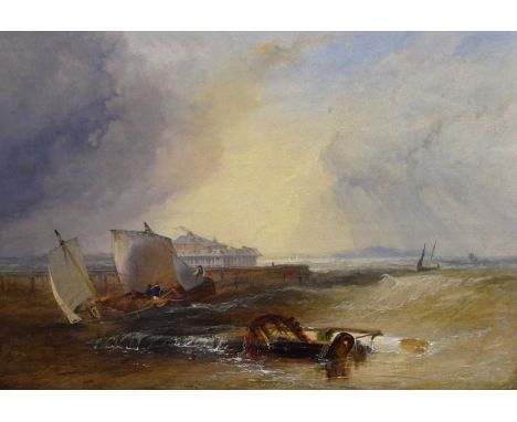 James Baker Pyne (British, 1800-1870) - Oil on canvas - 'Seascape Fort Rouge, Calais', signed and indistinctly dated lower le