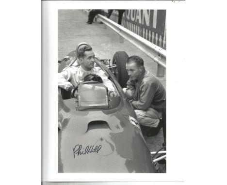 Phil Hill signed 10x8 b/w photo. April 20, 1927 - August 28, 2008) was an American automobile racer and the only American-bor