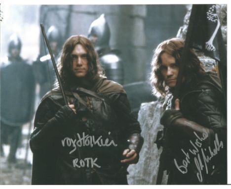 Royd Tolkien and Justin Nicholls signed 10x8 colour photo from Lord of the Rings. Good Condition. All signed pieces come with