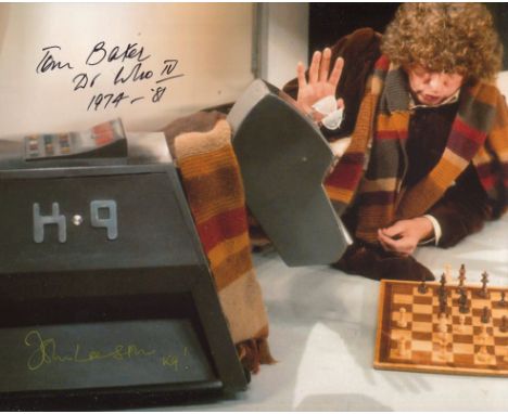 Doctor Who Multi Signed 8x10 Photo Signed By Doctor Who's Assistant John Leeson Who Played K-9 And Tom Baker. Good Condition.