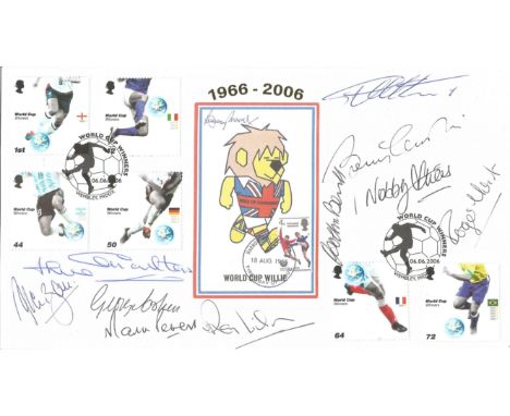 England 1966 World Cup Winners Limited Edition First Day Cover Signed By 10 Geoff Hurst, Bobby Charlton, Nobby Stiles, Gordon