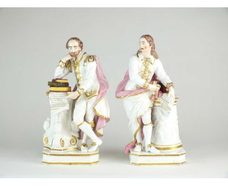 A pair of Derby porcelain figures of William Shakespeare and John Miltoncirca 1806-25after Peter Scheemakers, model numbers 2