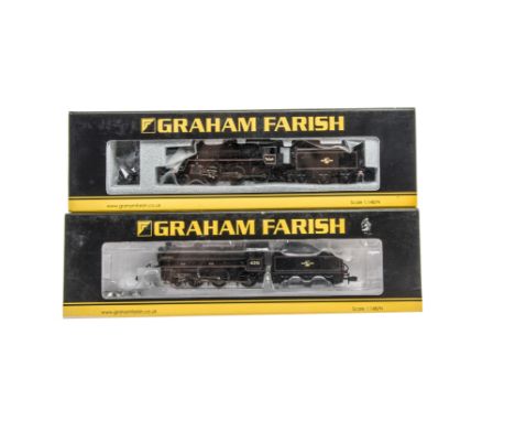 Graham Farish By Bachmann N Gauge Locomotives and Tenders, a duo of BR late-crest models in black livery, comprising No 372-6