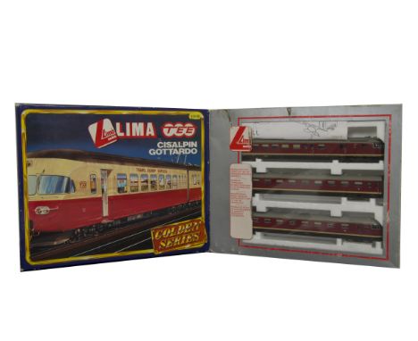 Lima Golden Series HO Gauge European Train Packs, 149812 TEE Cisalpin Gottardo 4-car unit in red and cream and 149819LK DB 3-