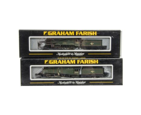 Graham Farish By Bachmann N Gauge Locomotives and Tenders, a duo of BR late-crest models in green livery, comprising, No 372-