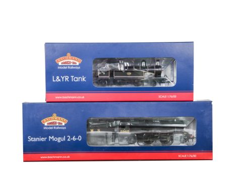 Bachmann 00 Gauge Steam and Locomotives, 31-165 NRM L &amp; YR black 2-4-2 Tank 1008 and 31-690 LMS black 2-6-0 Stanier Mogul