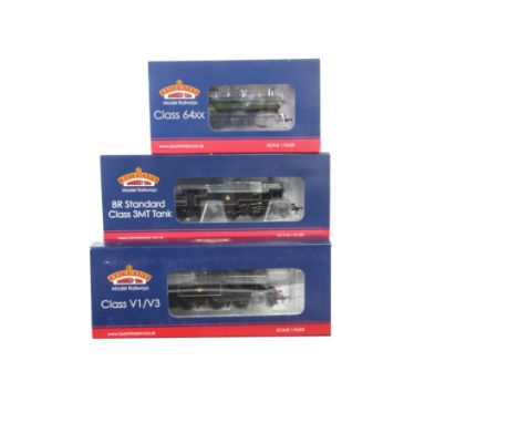 Bachmann Branchline Locomotives, a boxed trio of Tank Locomotives comprising, 31-637, Class 64XX Pannier 6412 in BR green lat