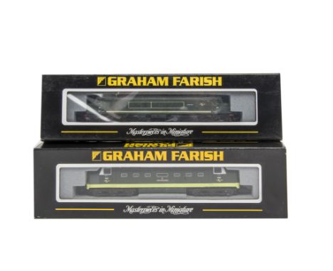 Graham Farish By Bachmann N Gauge Locomotives, a duo of BR models in green livery, comprising No 371275, Class 55 D9000 Royal