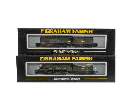 Graham Farish By Bachmann N Gauge Locomotives and Tenders, a duo of BR late-crest models in green livery comprising No 372000