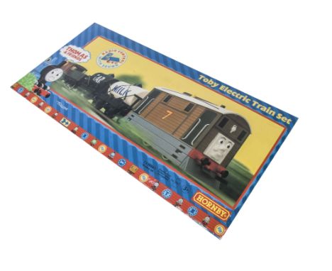 Hornby (China) Thomas Series,  R9044 Toby Electric Train Set, comprising Toby the Tram Engine, four trucks, oval and point, c