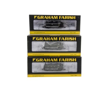 Graham Farish By Bachmann N Gauge Locomotives, a trio of Pannier Tank models, comprising No 371-986, Class 64XX 6417 in BR bl