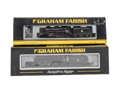 Graham Farish By Bachmann N Gauge Locomotives and Tenders, a duo of BR models in black livery, comprising No 372-601, V2 6080