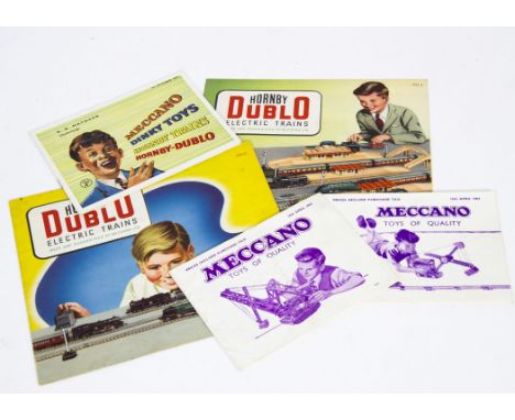 Meccano/Hornby-Dublo  UK Catalogues Leaflets and Price Lists 1953-1959, two Meccano Pocket Catalogues 15th April 1953 with di