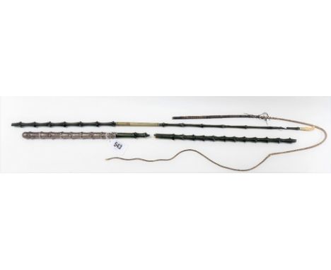 Edwardian silver handled coach whip, the weighted handle simulating holly, the holly stick broken, maker WB London 1904, leng