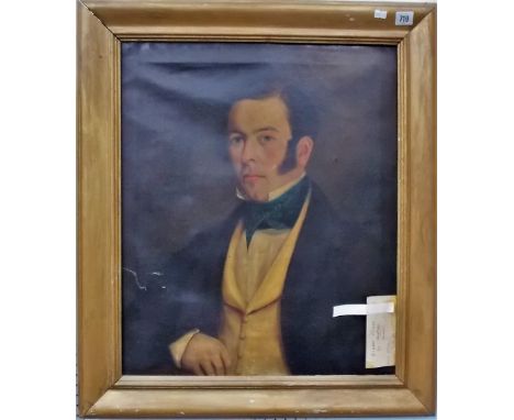 19TH CENTURY BRITISH SCHOOL, Three quarter length portrait of a young gentleman, Believed to be Richard Fisher, Oil on Canvas
