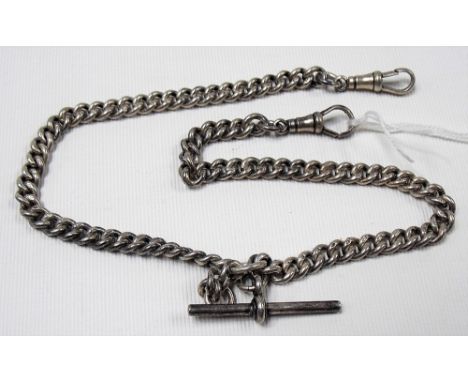 Hallmarked silver curb link double Albert watch chain, weight 1.50oz approx.