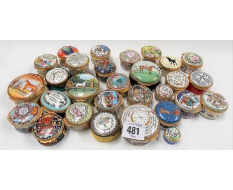 28 various halcyon days enamel hinge lidded boxes
