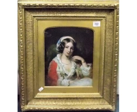 CHARLES BAXTER Portrait of a young lady seated Oil on board Signed, also with spurious Millais monogram 27.5cm x 21.5cm