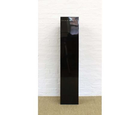 Art Deco Style Display Column or Plinth Modern manufacture, square-section, black laquered with inlaid detail.121cm high, the