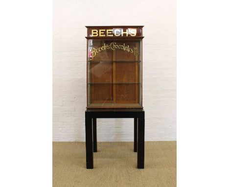 Advertising Interest "Beech's Chocolates Ltd." Countertop Shop Confectionery Cabinet Early-mid 20th century, oak framed with 