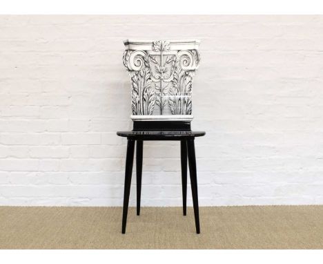 Fornasetti Milano "Capitello Corinzio" Chair Dated 2004, originally designed by Piero Fornasetti, layered birch, beech and ir