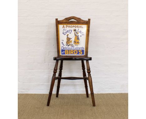 Advertising Interest Bird's Custards Enamel Backed Side Chair Late 20th century reproduction, further inscribed "A Proposal f