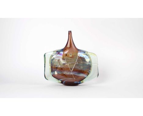 Mdina Glass, Malta Large "Axe Head" or "Fish" Studio Glass Vase Signed, further inscribed Mdina Glass and dated 1974 to base 