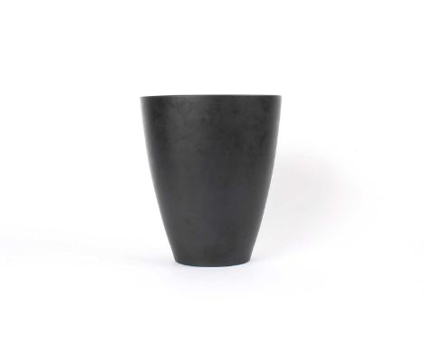 Wedgwood Large Art Deco Black Basalt Vase  Circa 1930, tapered form, impressed sans-serif Wedgwood Made in England mark to ba