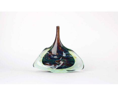 Mdina Glass, Malta "Axe Head" or "Fish" Vase Signed, further inscribed Mdina Glass and dated 1976 to base.23.5cm wide, 21cm h